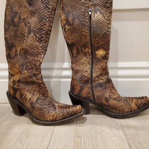 leather snake skin style cowboy knee boots size 36 (6M) purchased in Italy